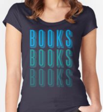 BOOKS BOOKS BOOKS in blue Women's Fitted Scoop T-Shirt