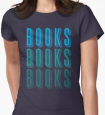 BOOKS BOOKS BOOKS in blue Women's Fitted T-Shirt
