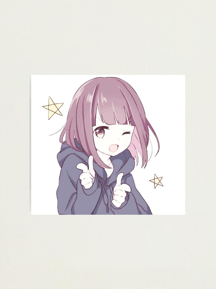Cute Anime Girl Finger Guns Photographic Print For Sale By Kkona Redbubble