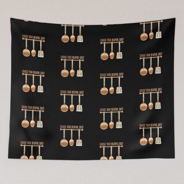 Item preview, Choose Your Weapon, Chef! (on Black) designed and sold by PawsitiveMum.