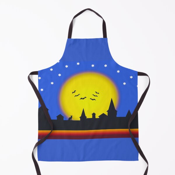 Item preview, Halloween, silhouettes of the Old Town against the background of the full moon at night and with bats flying around and scaring everybody designed and sold by helenkaiy.