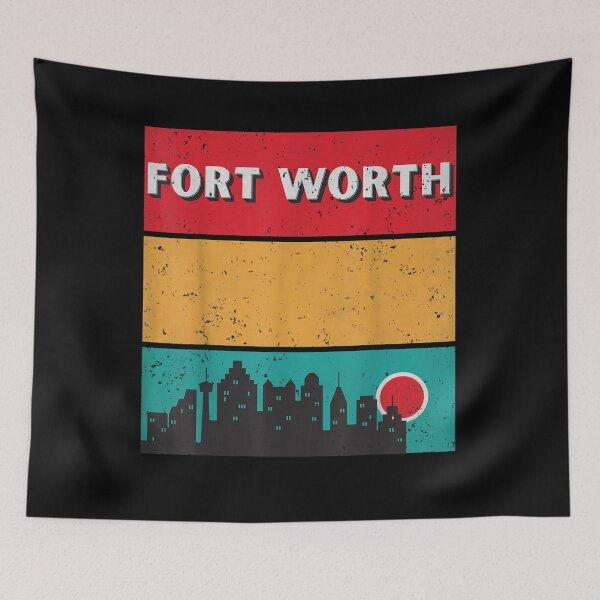 Item preview, Distressed Fort Worth Texas Tx City State Skyline Retro 70s designed and sold by lolahomya.