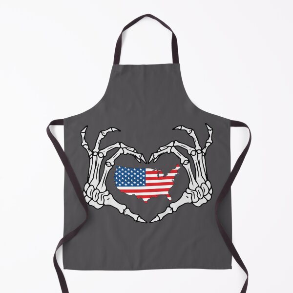 Aperçu de l'œuvre Main squelette montrant la forme du coeur, USA Map, j'aime l'Amérique pour toujours créée et vendue par mashmosh.