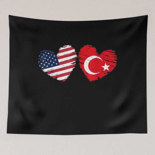 Item preview, Usa Turkey Flag Heart Valentines Day Turkish American designed and sold by lolahomya.