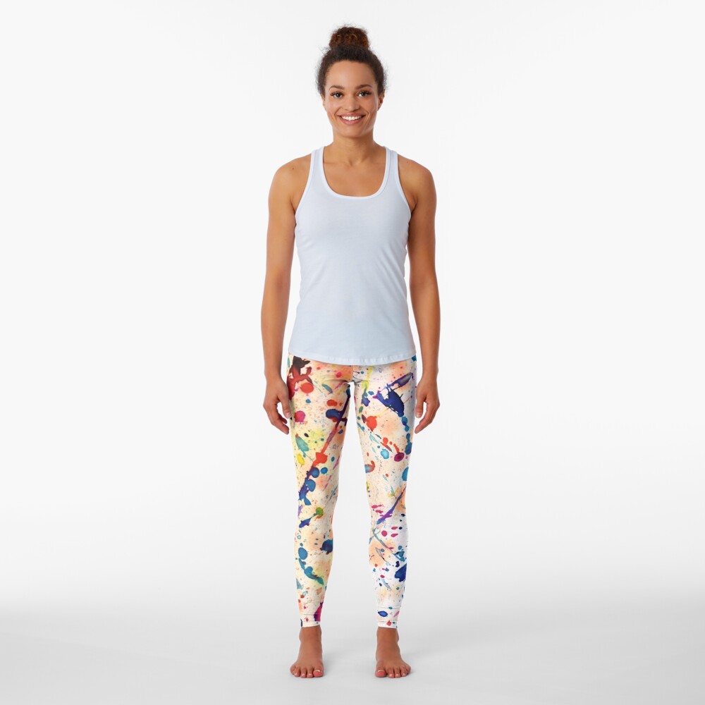 Rainbow Paint Spatter Leggings