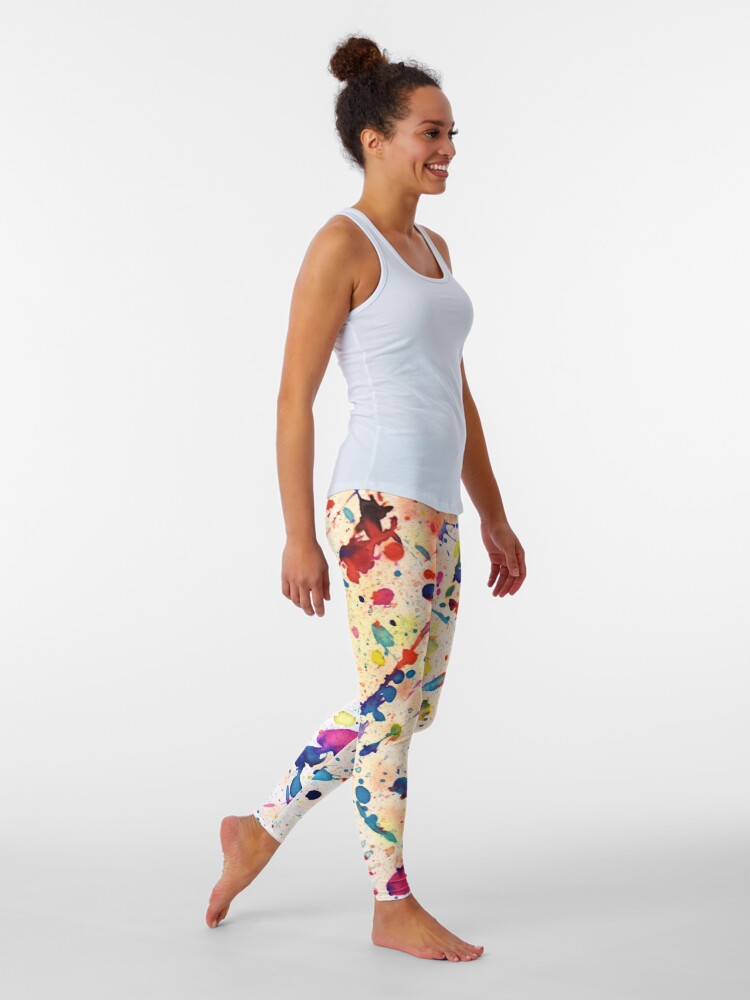 Alternate view of Rainbow Paint Spatter Leggings