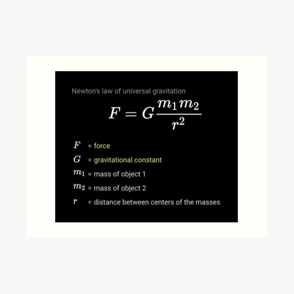 Newton&#39;s law of universal gravitation Art Print