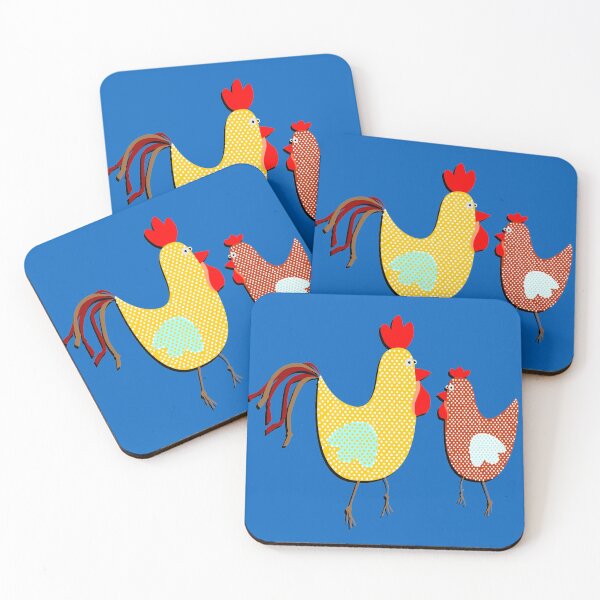 Item preview, Funny Couple Rooster and Chicken Decorative Art Primitive Bird Character designed and sold by Verpax.