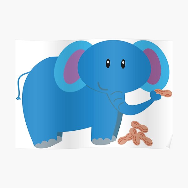 Cartoon cute baby elephant with peanut