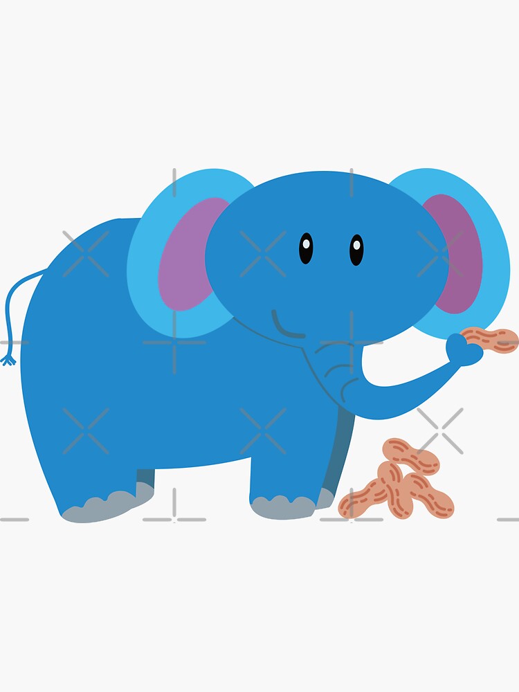 "Cartoon cute baby elephant with peanut" Sticker for Sale by