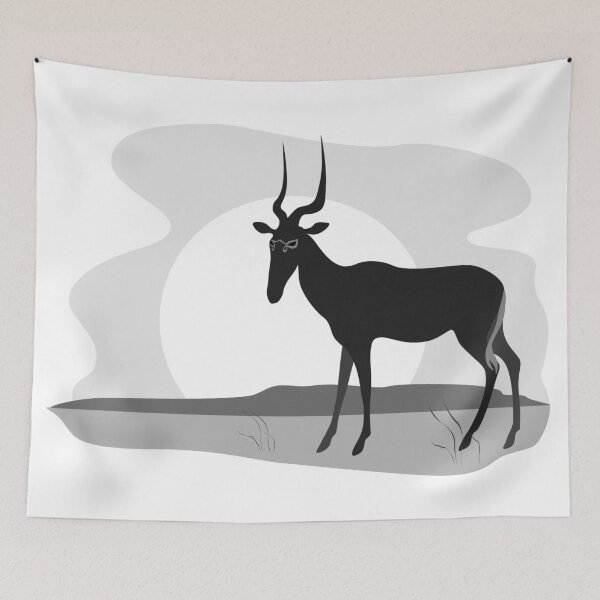 Item preview, Hirola antelope black and white silhouette designed and sold by SpottedPilot.