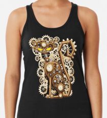 Steampunk-Katzen-Weinlese-Art Tanktop für Frauen