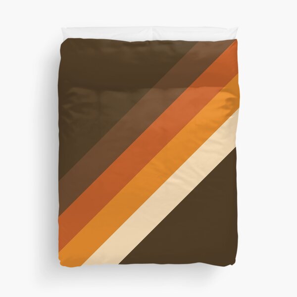 70s Pattern Orange and Brown Diagonal Lines Duvet Cover