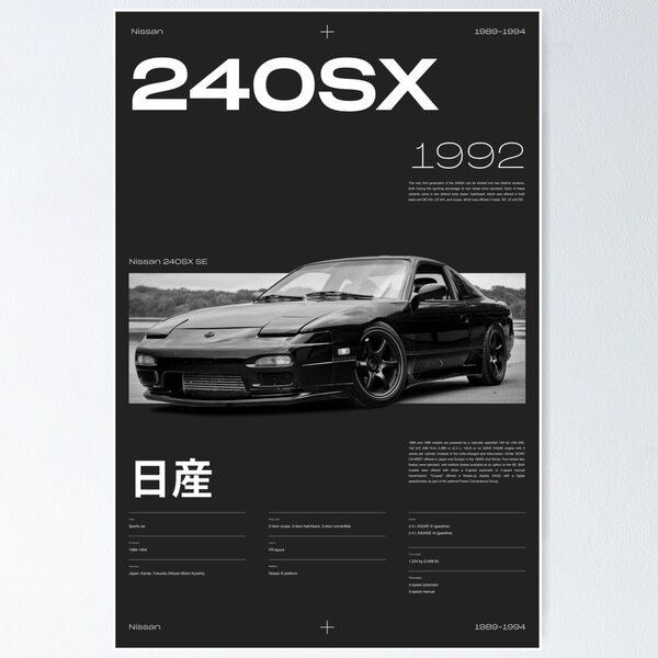Nissan 240sx , Poster with classic Japanese car Poster