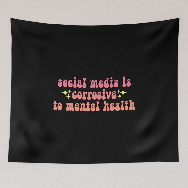 Item preview, social media is corrosive to mental health sparkly gradient Meme Text designed and sold by everything4eva.