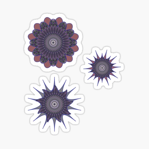 Artikel-Vorschau von Kaleidoscope  Blumen und Sterne Patterns Sticker Pack lila, designt und verkauft von emm-j.