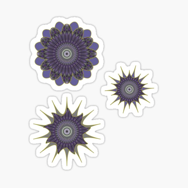 Artikel-Vorschau von Kaleidoscope  Blumen und Sterne Patterns Sticker Pack lila, designt und verkauft von emm-j.