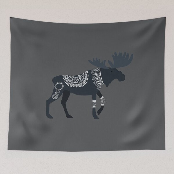 Item preview, Dark Scandinavian Folk Art Inspired Moose designed and sold by space-kitten.