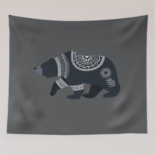 Item preview, Dark Scandinavian Folk Art Bear designed and sold by space-kitten.
