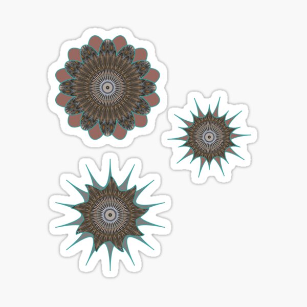 Artikel-Vorschau von Kaleidoscope  Blumen und Sterne Patterns Sticker Pack braun, designt und verkauft von emm-j.