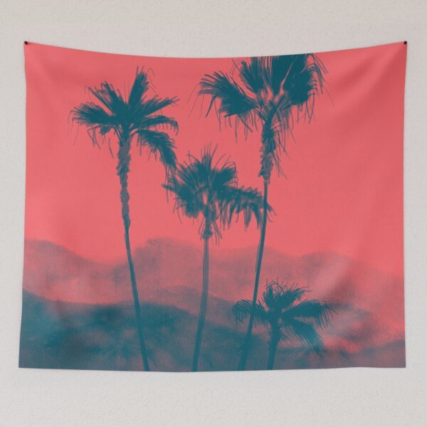 Item preview, Coral Palm trees landscape drawing designed and sold by Covo Studio.