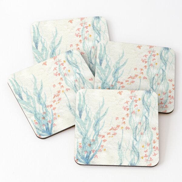 Item preview, Red clione and blue seaweed designed and sold by yuzudesign.