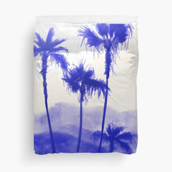 Palmas en ilustración azul Funda nórdica