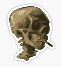 Skull of a Skeleton with Burning Cigarette Sticker