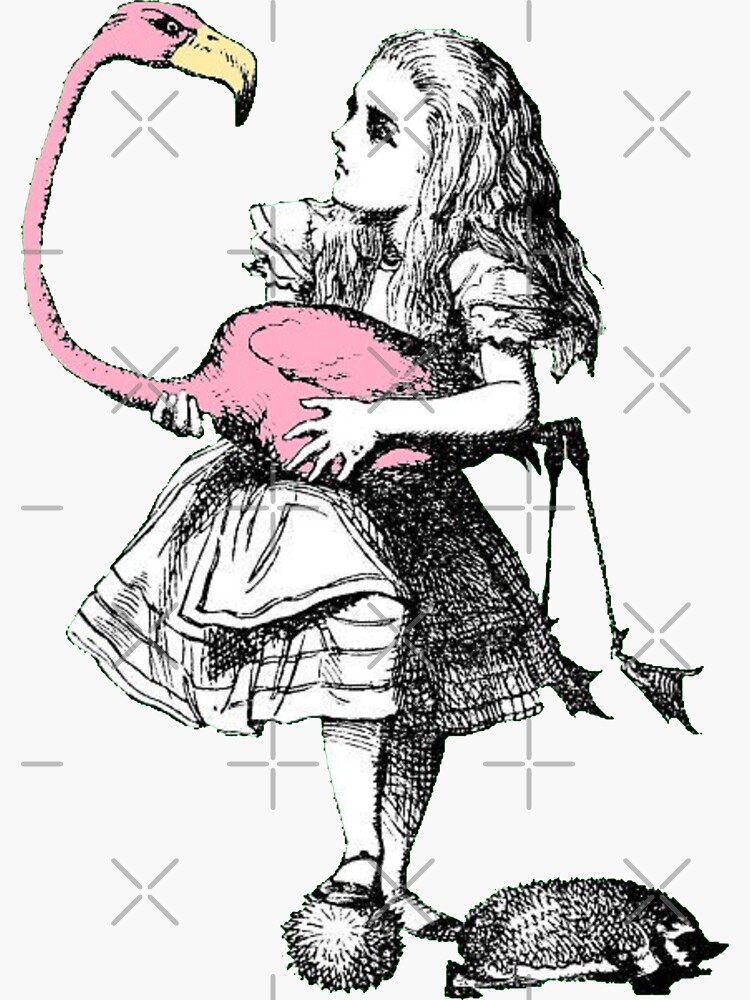 "Alice and the flamingo, wonderland" Sticker for Sale by DeVeauDesign