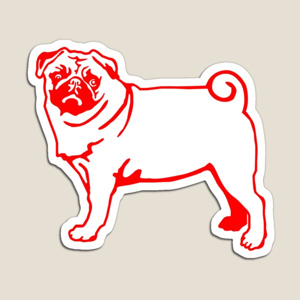 Pug red white Magnet