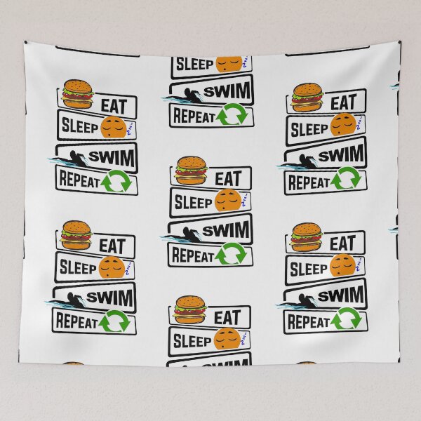 Item preview, Funny Eat Sleep Swim Repeat illustration for Swim lovers designed and sold by KO-Design.