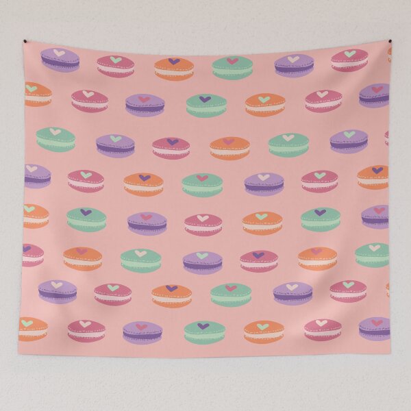 Item preview, rainbow colored valentine macarons pattern designed and sold by rysunki-malunki.