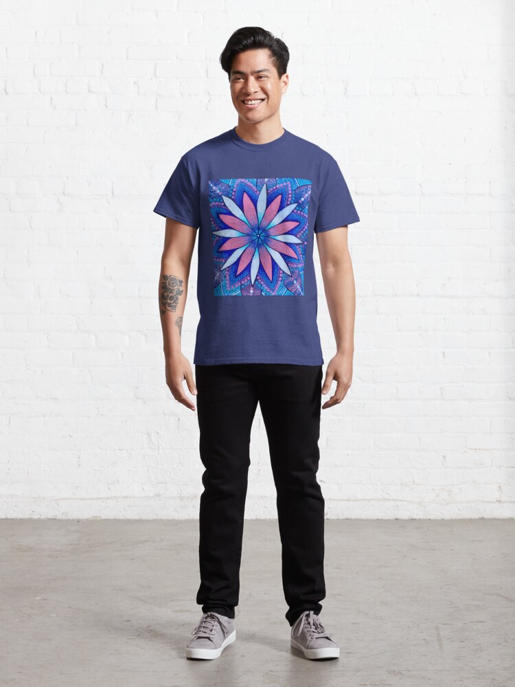 Thumbnail 3 of 7, Classic T-Shirt, Cosmic Flower Mandala designed and sold by leonitalee.