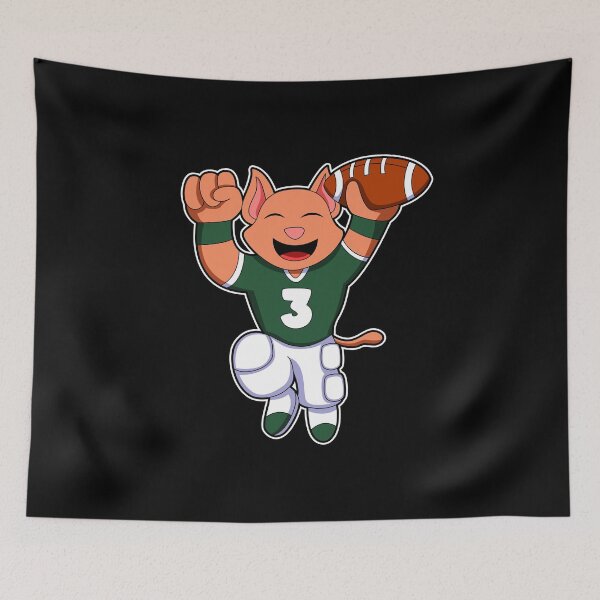 Item preview, Cat at Sports with Football & Jersey designed and sold by Snabdesign84.
