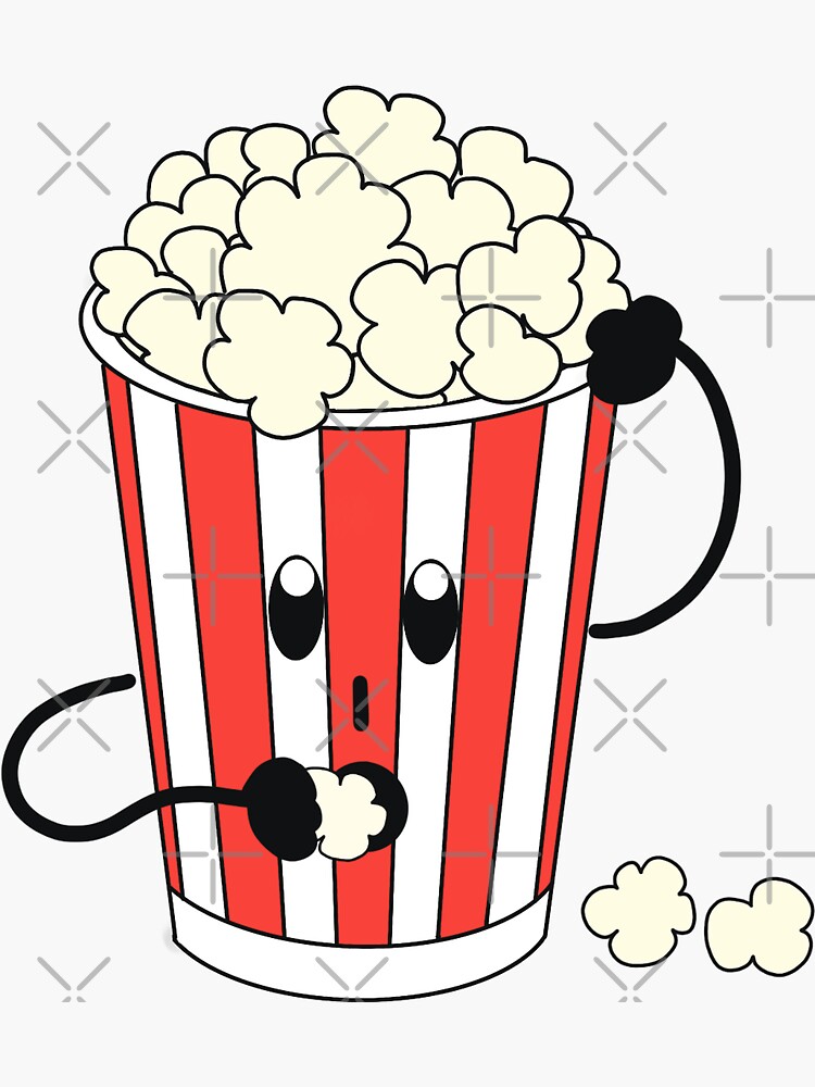 "Popcorn eating popcorn illustration" Sticker by Lemma Redbubble
