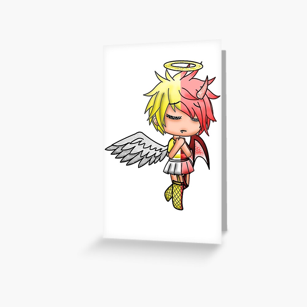 Gacha Life Half Demon Half Angle Greeting Card By I Hate School Redbubble