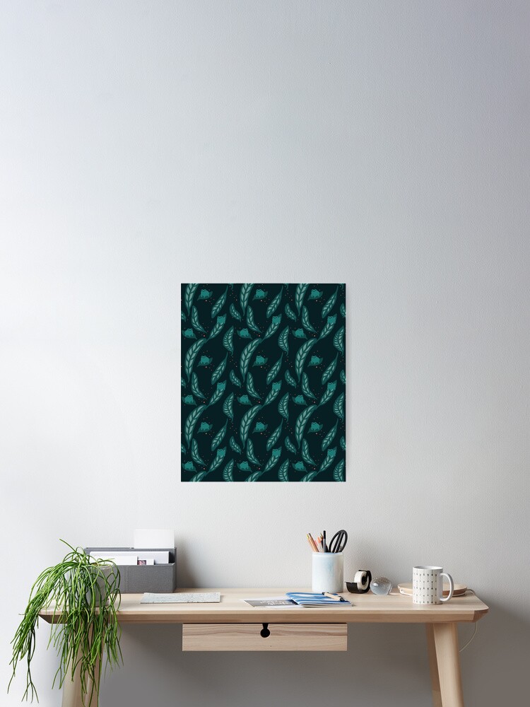 Thumbnail 2 of 3, Poster, frog leaf green pattern designed and sold by naanlin.