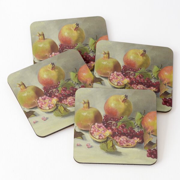 Item preview, Three pink pomegranate and leaves. Still life III designed and sold by Kabira77.