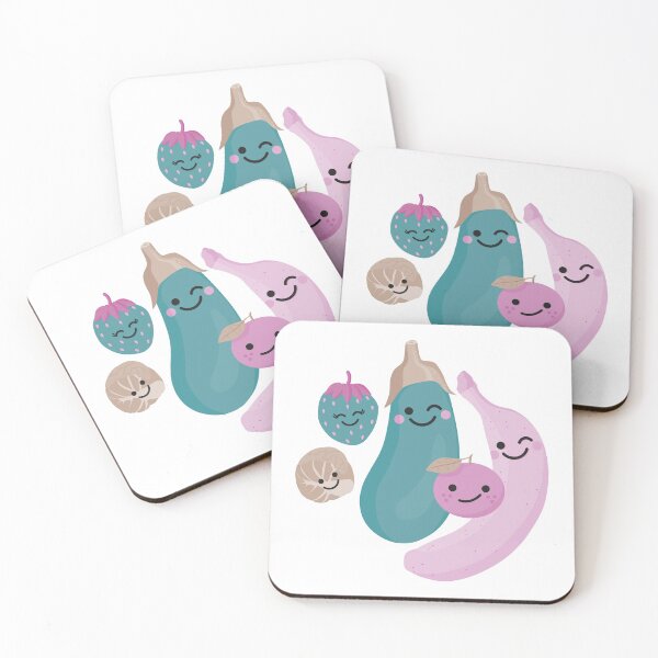 Item preview, Cute Fruit and Veg - Teal Purple designed and sold by VicEllisArt.