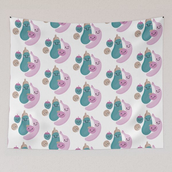 Item preview, Cute Fruit and Veg - Teal Purple designed and sold by VicEllisArt.