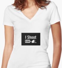 I shoot raw Women's Fitted V-Neck T-Shirt