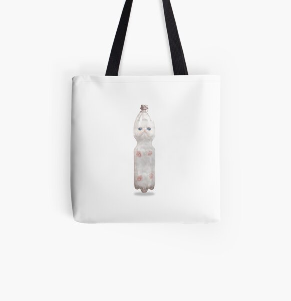 Flaschenpost PET PET CAT, süße, weiße, blauäugige Katze im Lockdown 2020 Meme Allover-Print Tote Bag