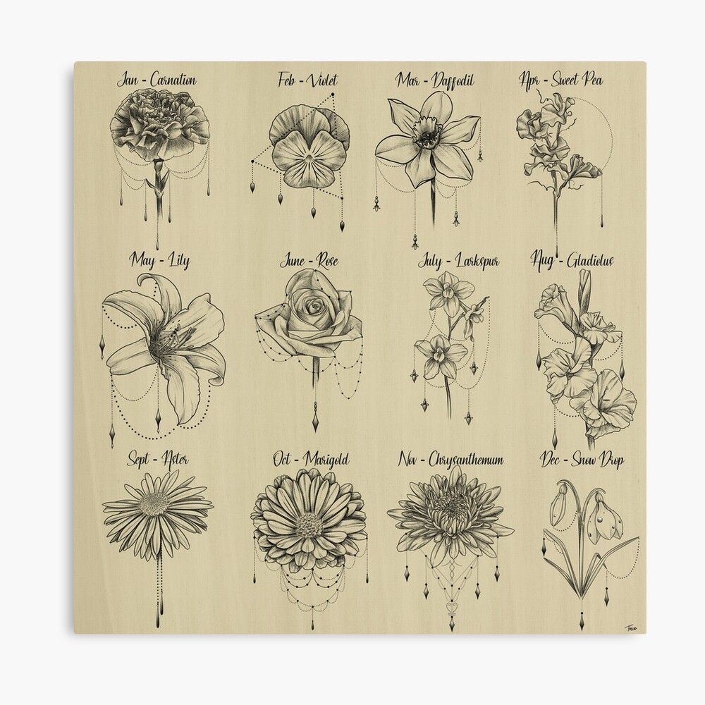 Birth Flower Tattoo Designs" Art Print for Sale by Ink-Imaginarium