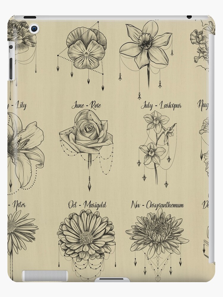 Coque et skin adhésive iPad « Dessins de tatouage fleur de naissance », par  Ink-Imaginarium | Redbubble