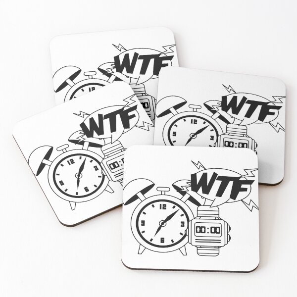Artikelvorschau,  Pop-Art-Retro-Wecker, Uhr und WTF-Sprechblase entworfen und verkauft von BitsndPieces.