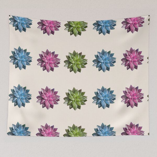 Item preview, Tre succulent plant green pink blue, cool succulent plant watercolor drawing designed and sold by Collagedream.