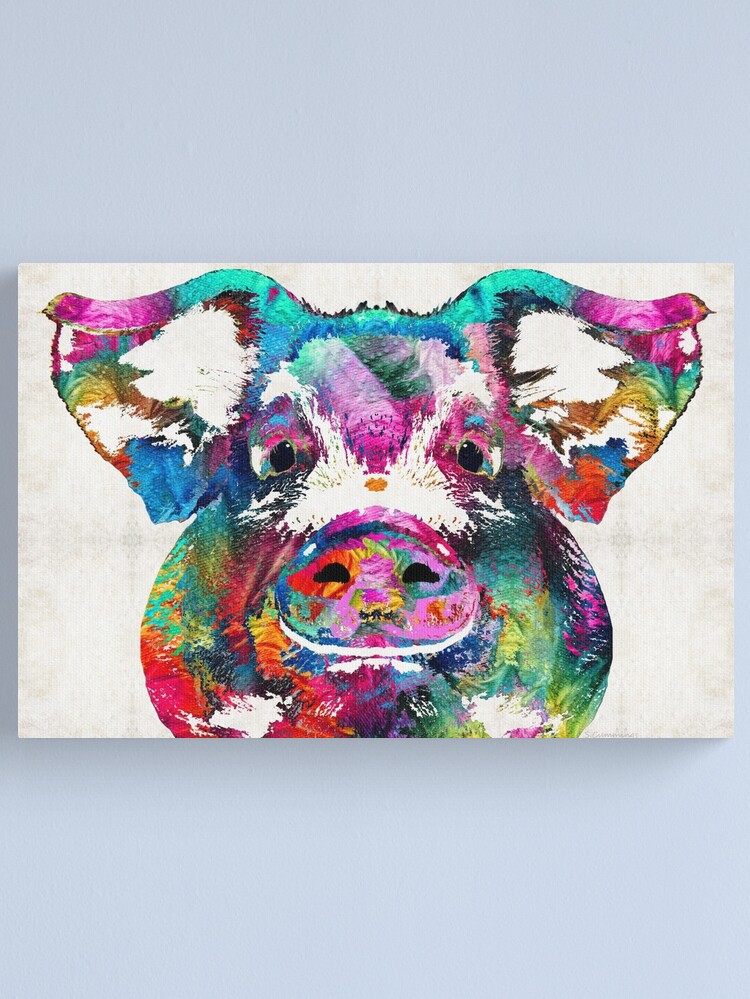 Alternate view of Colorful Pig Art - Squeal Appeal - By Sharon Cummings Canvas Print
