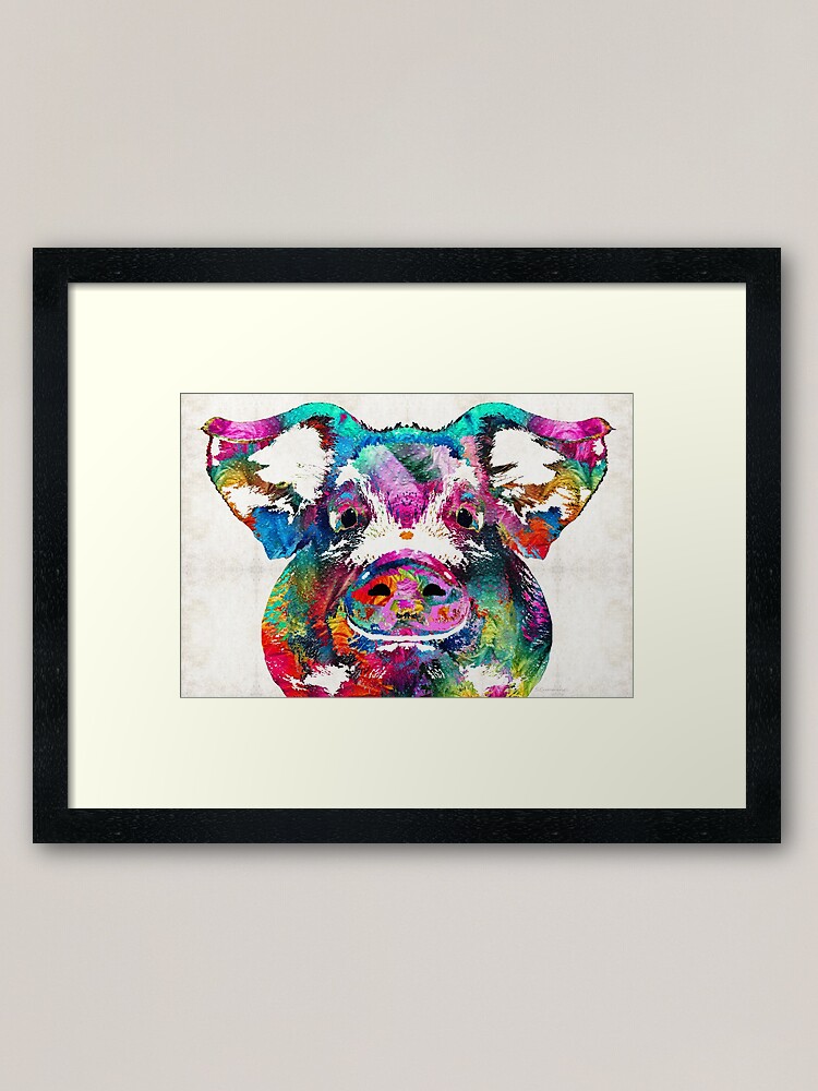 Alternate view of Colorful Pig Art - Squeal Appeal - By Sharon Cummings Framed Art Print