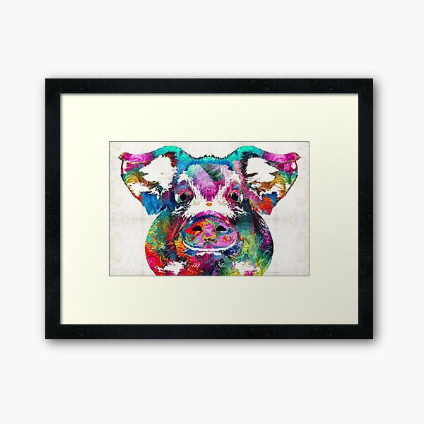 Colorful Pig Art - Squeal Appeal - By Sharon Cummings Framed Art Print