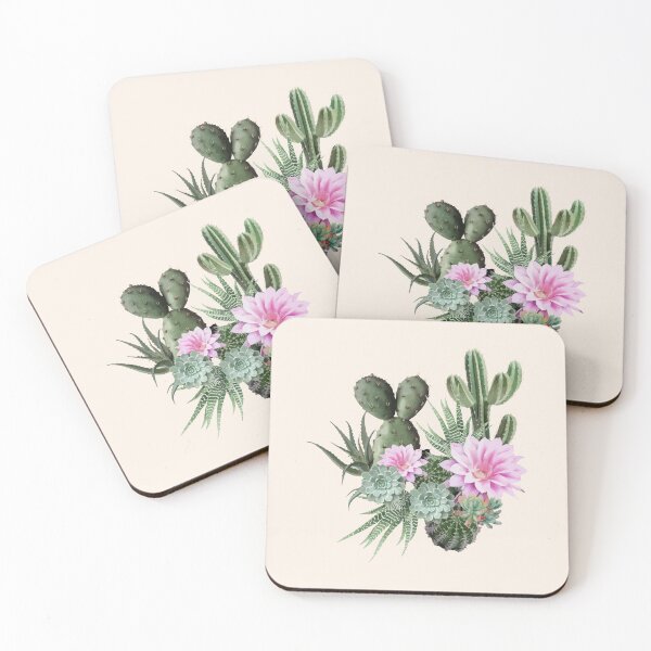 Item preview, Succulents composition with Cactus and  flower, watercolor, cool succulent plant drawing designed and sold by Collagedream.